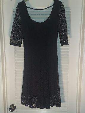 Black Lace Midi Dress with Scoop Neck